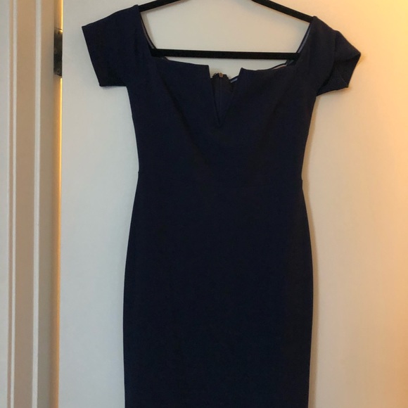 Navy Blue Off-the-Shoulder Maxi Dress - Picture 9 of 10